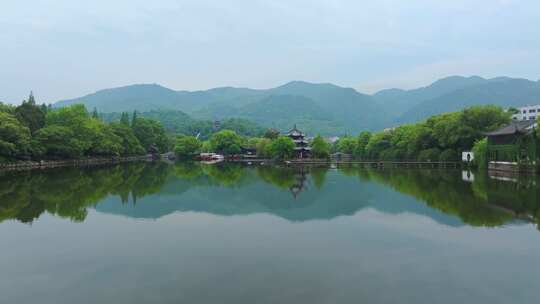 航拍浙江省台州市临海市东湖台州府城风景区