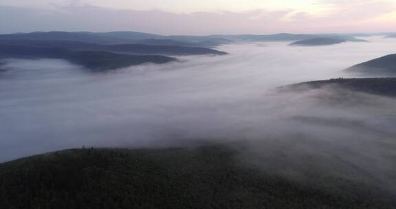 内蒙古大兴安岭森林云海、云雾