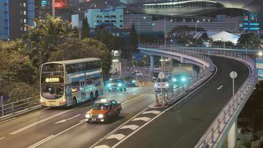 航拍香港 车流夜景