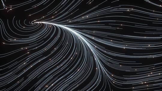 3D渲染抽象发光粒子大数据通讯信息流动画