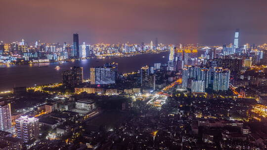 武汉城市夜景灯光秀航拍视频