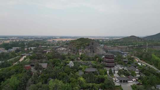 航拍河南商丘芒砀山旅游区夫子山景区