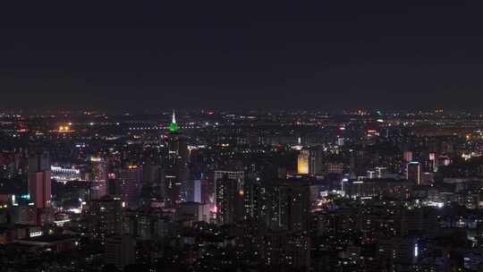 佛山禅城区祖庙街道夜景长焦航拍