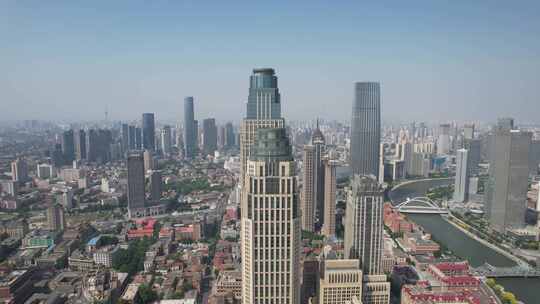 天津海河CBD高楼建筑航拍视频素材模板下载