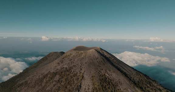 火山，危地马拉，峰，烟