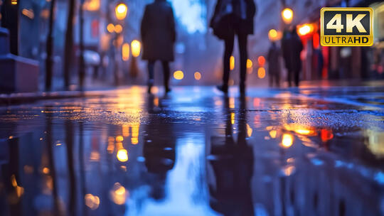 唯美城市行人汽车雨景各种雨天视频素材2