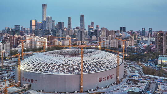 北京工人体育场建设工程钢结构完成延时4K