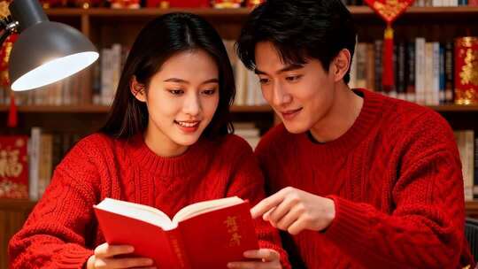 新年情侣温馨浪漫家庭家人春节人物