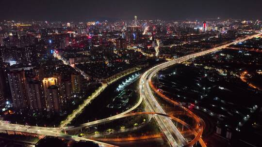 立交桥夜景航拍视频素材模板下载