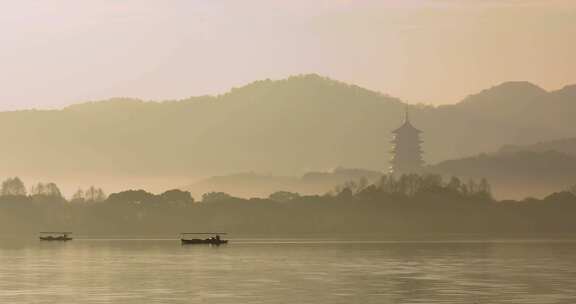 杭州西湖清晨雷峰塔远景