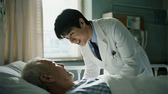 重阳节医生关怀老年病人温馨医疗视频