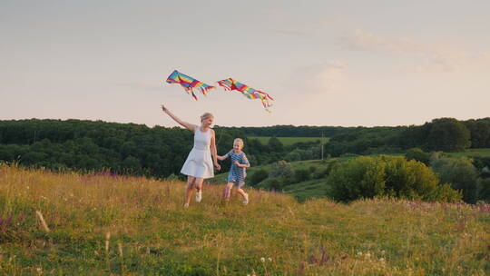 在田野里放飞风筝