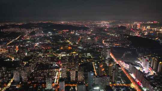 城市夜景航拍 城市夜景