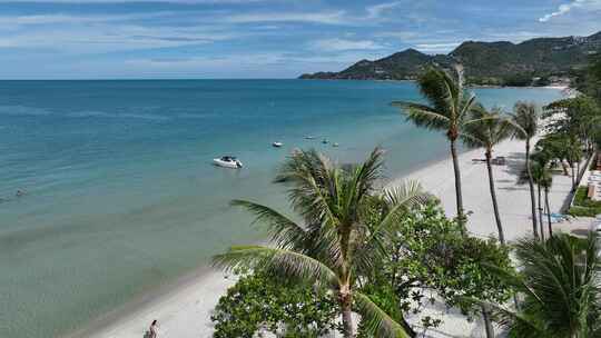 泰国苏梅岛查汶海滩热带岛屿海滨风光航拍
