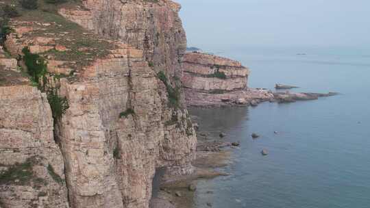 大海海洋岛屿自然风光山东烟台长岛航拍