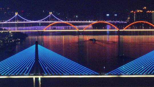 长沙桥梁夜景航拍视频素材模板下载