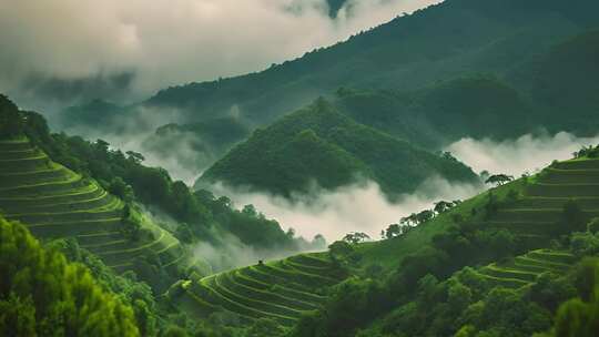 晨雾山脉山林