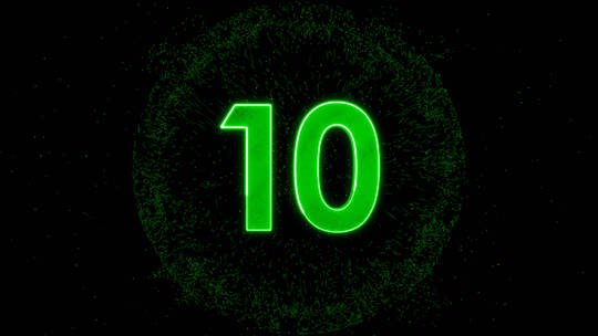 4K绿色立体10秒描边倒计时