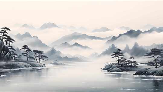 古风背景水墨山水国画水彩背景