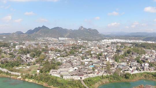 航拍贵州青岩古镇5A景区