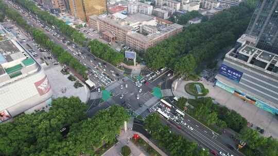 河北邯郸中华北大街十字交叉路口交通航拍