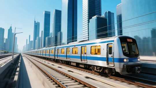 城市地铁穿梭高楼间