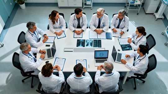 医生团队医院内开会探讨