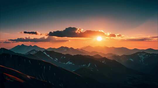 山峰日出朝霞夕阳延时大好河山