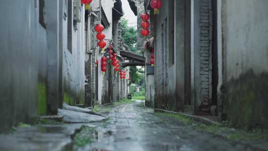 烟雨江南水乡小镇园林旗袍