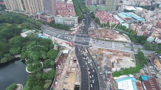 佛山禅城区城市交通建筑航拍