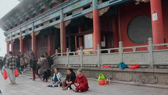 新年寺庙祈福烧香视频素材模板下载