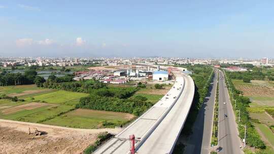 城市快速路建设航拍全景