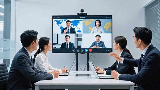 商务人士视频会议场景