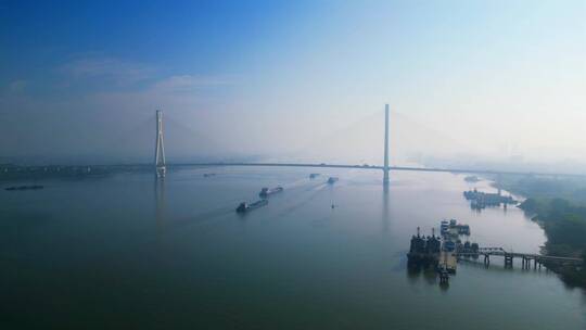 南京八卦洲长江大桥航拍风光
