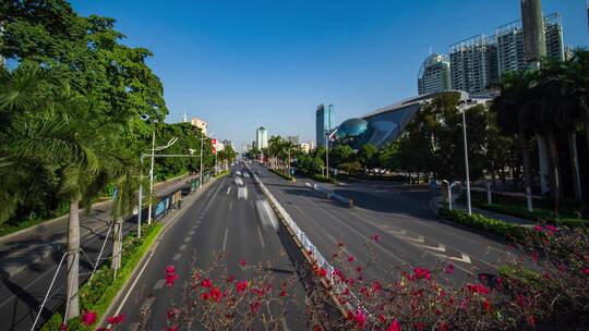 广西南宁民族大道广西科学馆街景