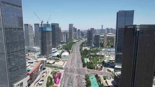 山东济南城市交通经十路车辆行驶航拍视频素材模板下载