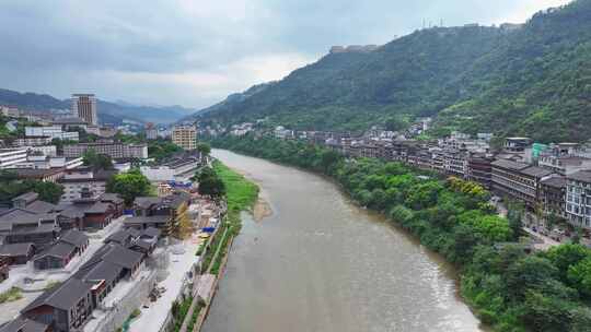 航拍贵州遵义仁怀茅台镇赤水河风光视频素材模板下载