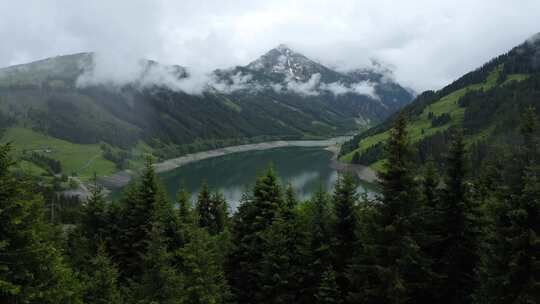 山，绿色，树木，云