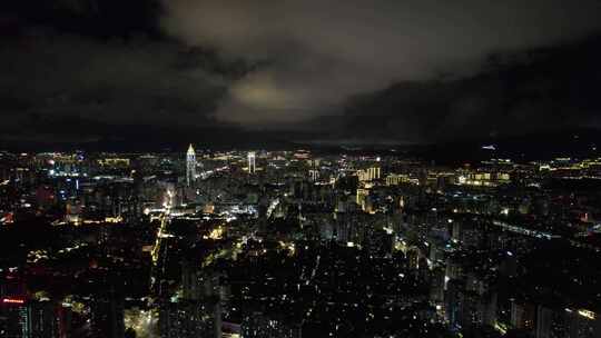 浙江温州城市夜景灯光航拍