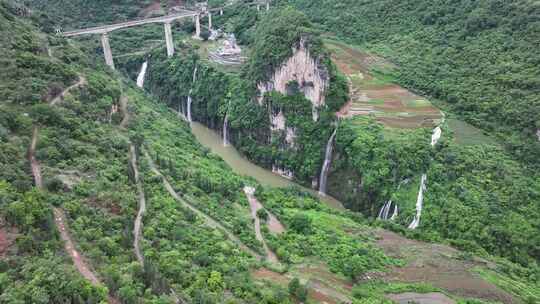 贵州清水河景区瀑布航拍