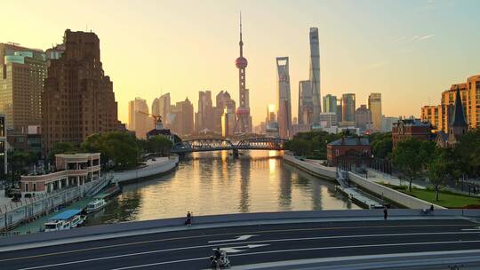 上海日出航拍视频素材模板下载