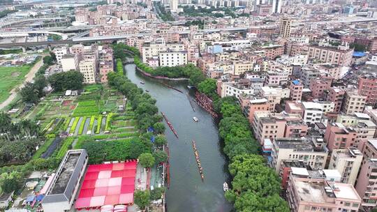 中国佛山市南海区漖表李氏宗祠龙舟景