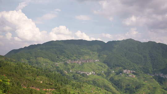 山间村庄自然风光全景