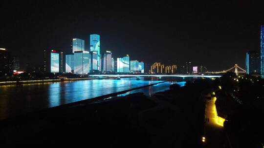 福州 金融中心 金融街 夜景 航拍视频素材模板下载