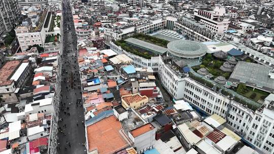 航拍中国福建厦门市思明区老城区骑楼建筑群