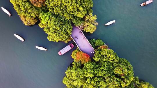 西湖苏堤唯美美景航拍大自然风光杭州风景名视频素材模板下载