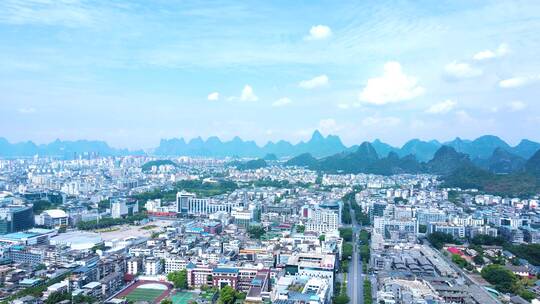 桂林市区全景航拍旅游城市风光视频素材模板下载