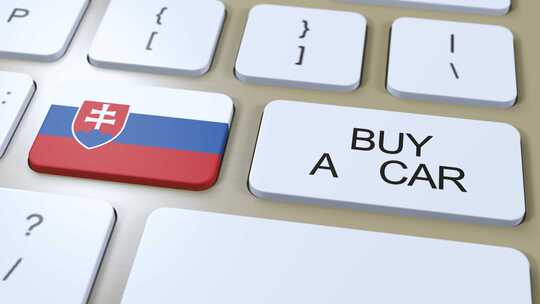 斯洛伐克国家国旗和按钮与买车文字动画视频素材模板下载