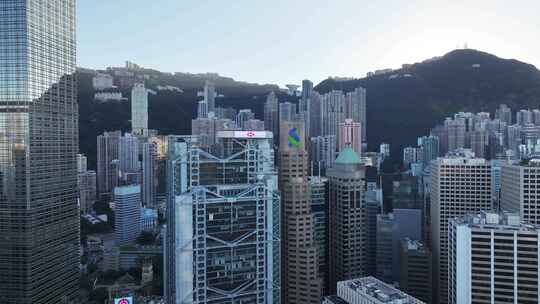香港湾仔区CBD建筑航拍