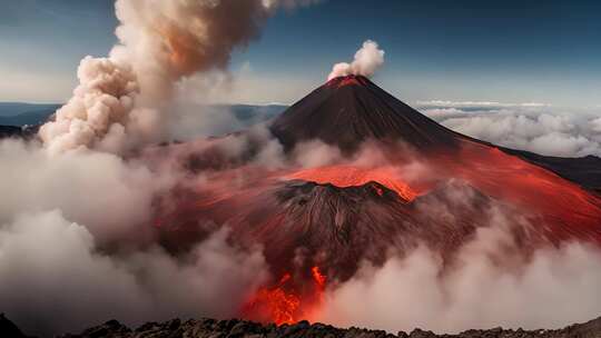 喷发中的火山自然景观